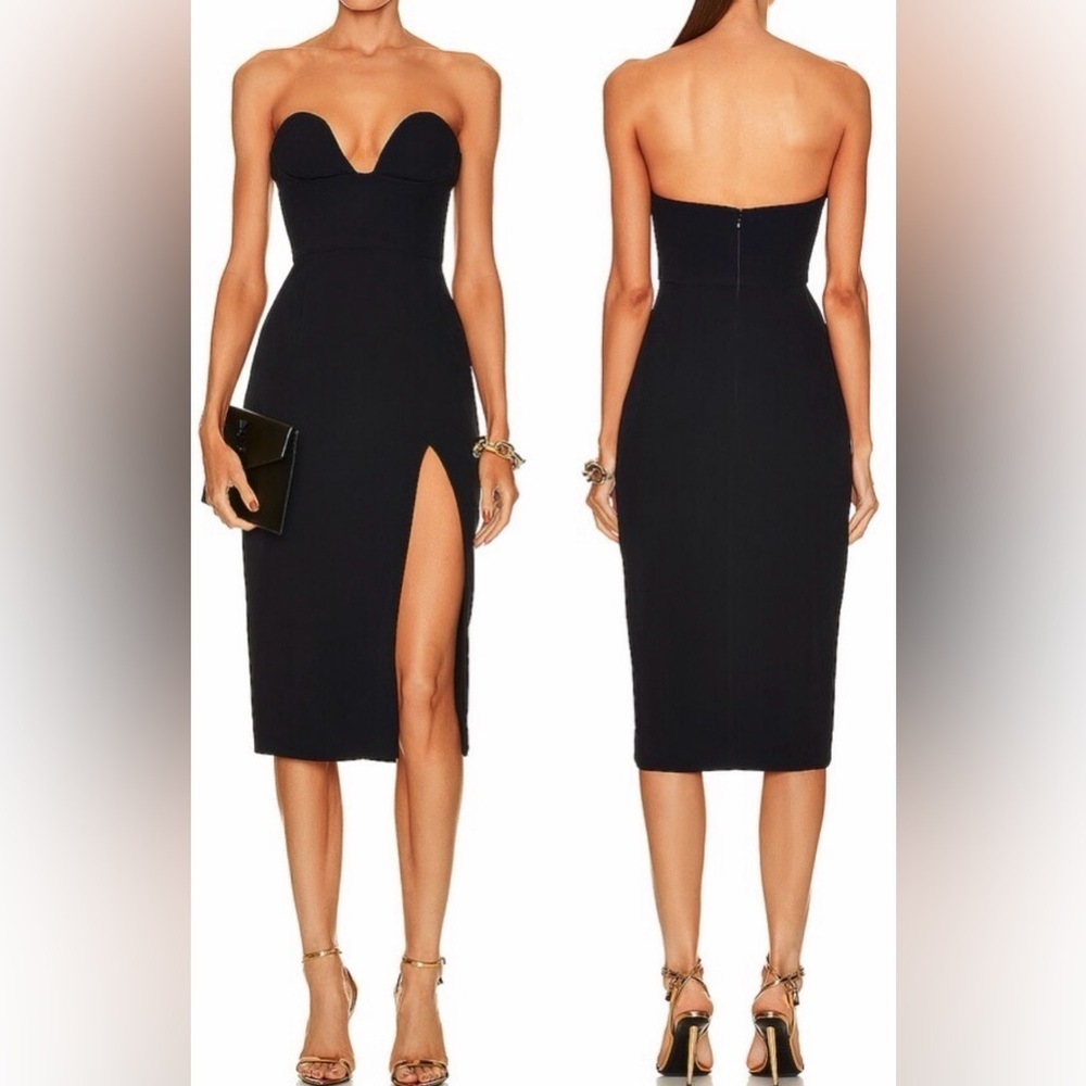 NEW Et Ochs Women's Black Samantha Strapless Bustier Cocktail Midi Dress Sz 8